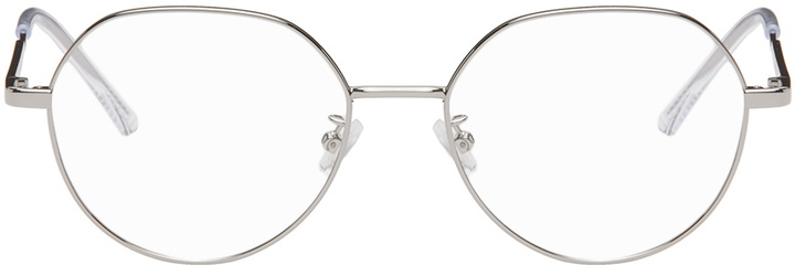 Photo: Bottega Veneta Silver Round Glasses