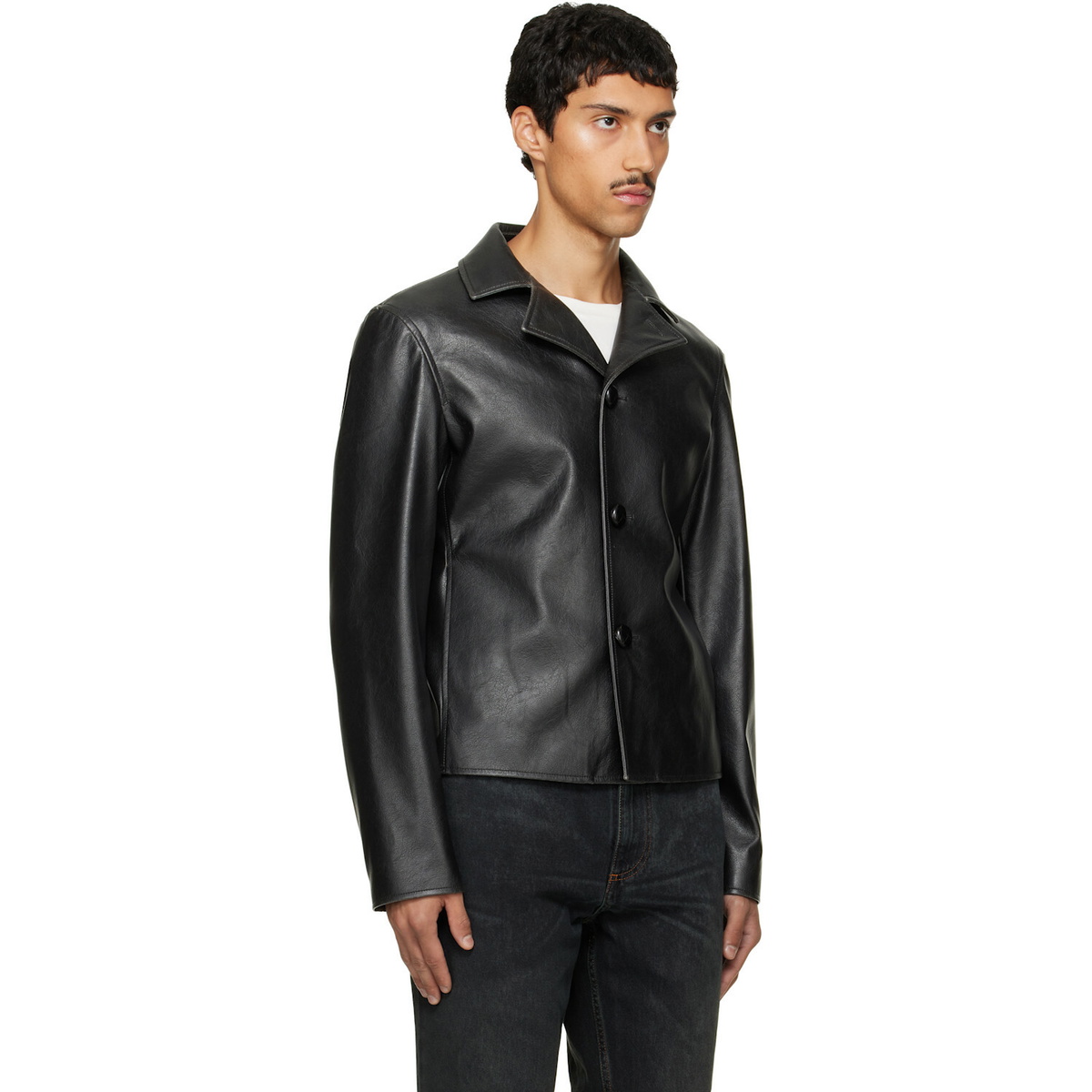MM6 Maison Margiela Black Sports Faux-Leather Jacket