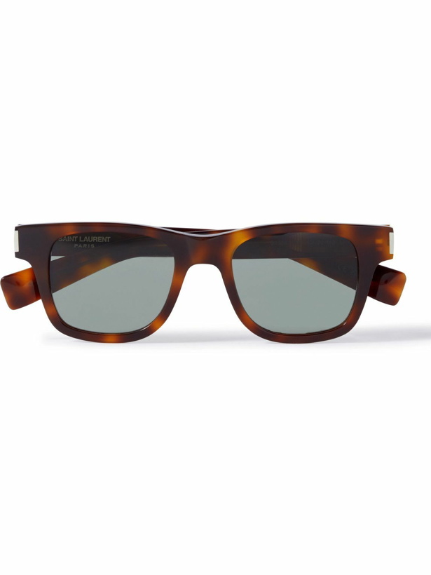 Photo: SAINT LAURENT - New Wave Havana Square-Frame Tortoiseshell Acetate Sunglasses