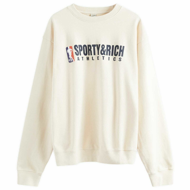 Photo: Sporty & Rich Men's Team Logo Sweatshirt in Cream/Navy