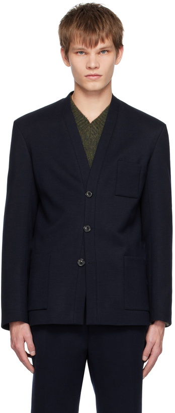 Photo: Maison Margiela Navy Y-Neck Blazer