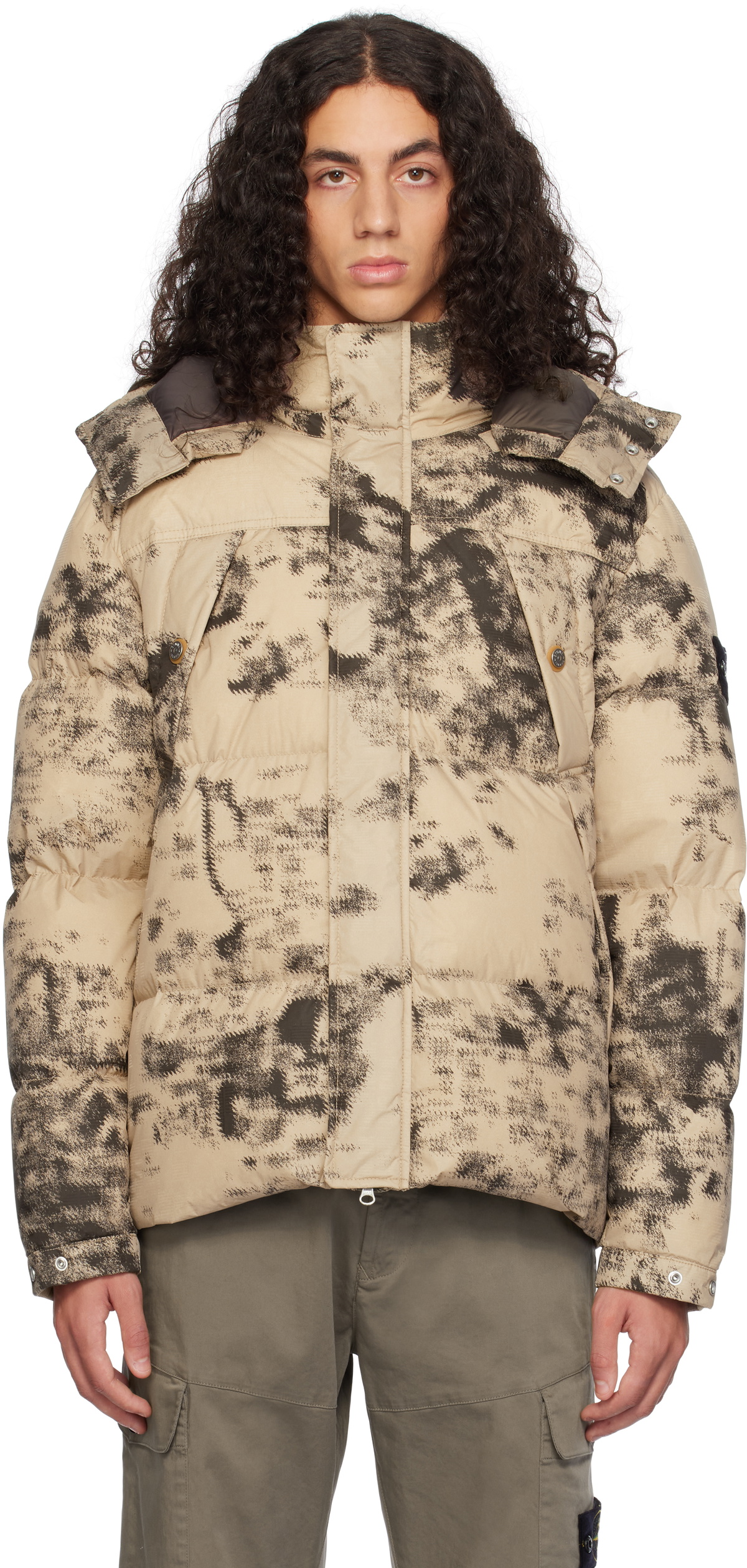 Stone Island Beige Fire Ice Down Jacket Stone Island