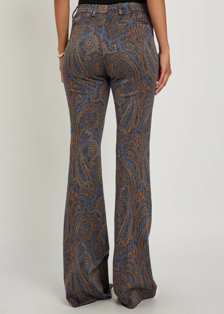 Etro Paisley-jacquard Flared-leg Trousers Multicoloured