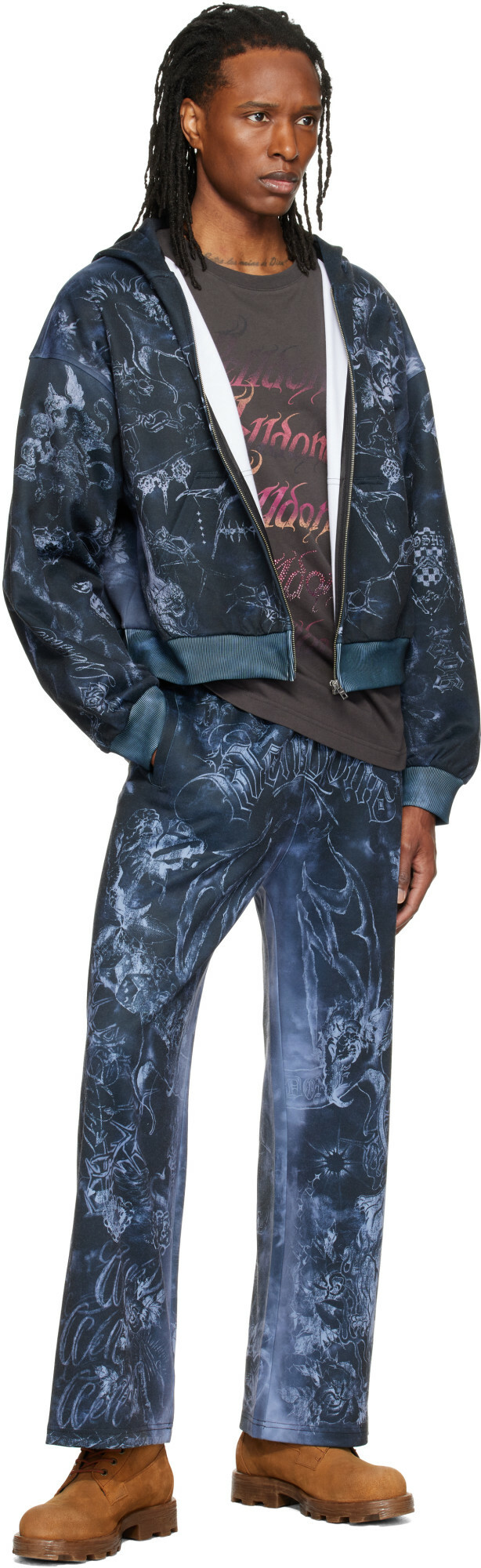 We11done Gray Tattoo Printed Sweatpants