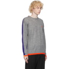 Loewe Grey and Purple Anagram Embroidered Sweater
