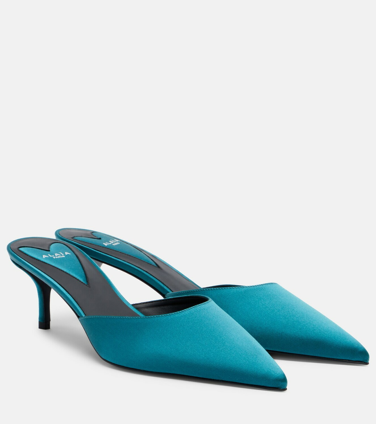 Alaïa Le Coeur satin mules