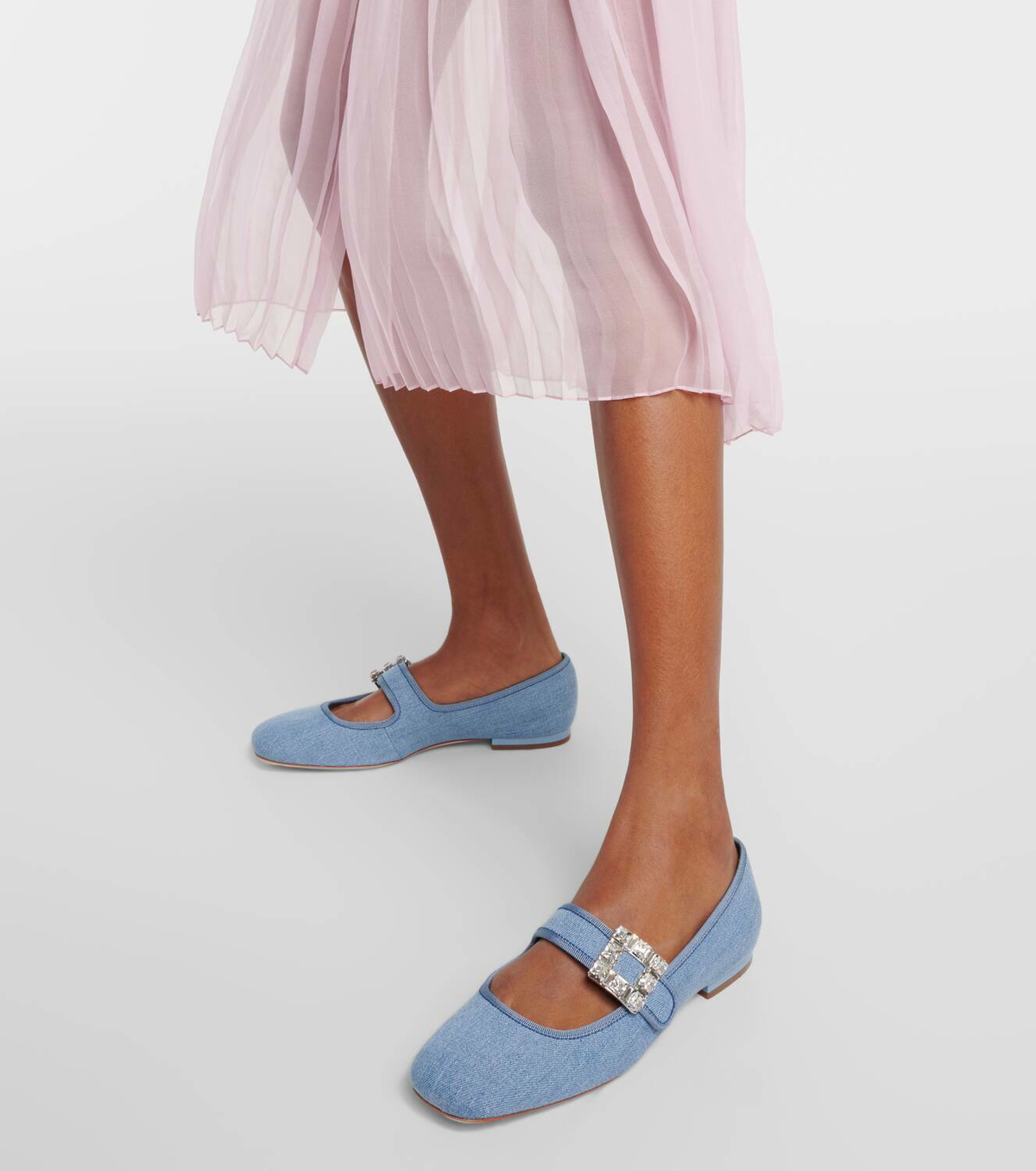 【送料 関税込】ROGER VIVIER Tres Vivier Babies flats Roger Vivier Très Vivier Strass Buckle Babies ballet flats