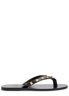 Valentino Garavani Rockstud Thong Leather Sandals Black