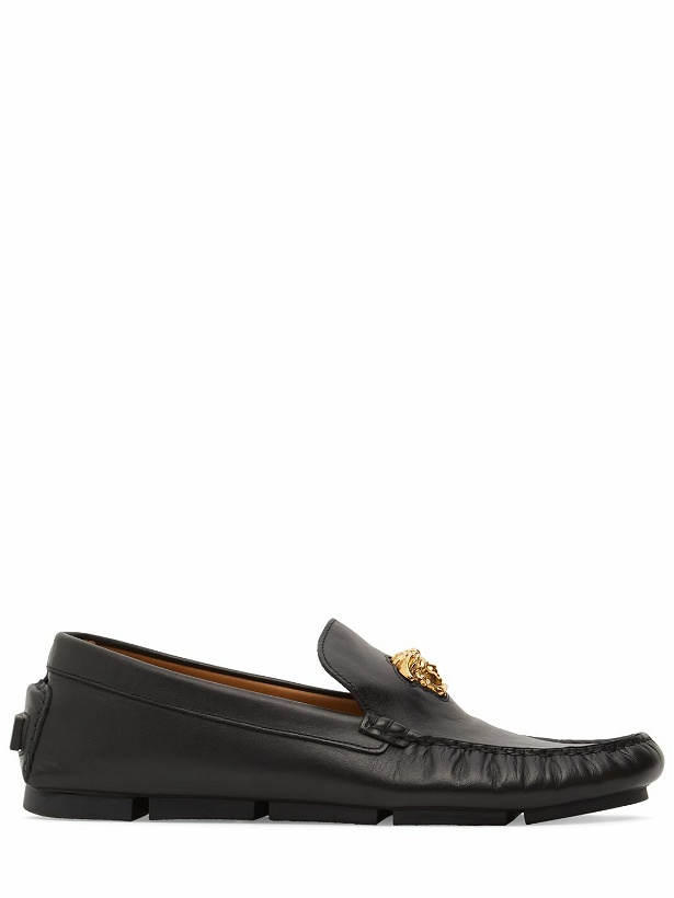 Photo: VERSACE - Leather Loafers W/ Medusa Detail