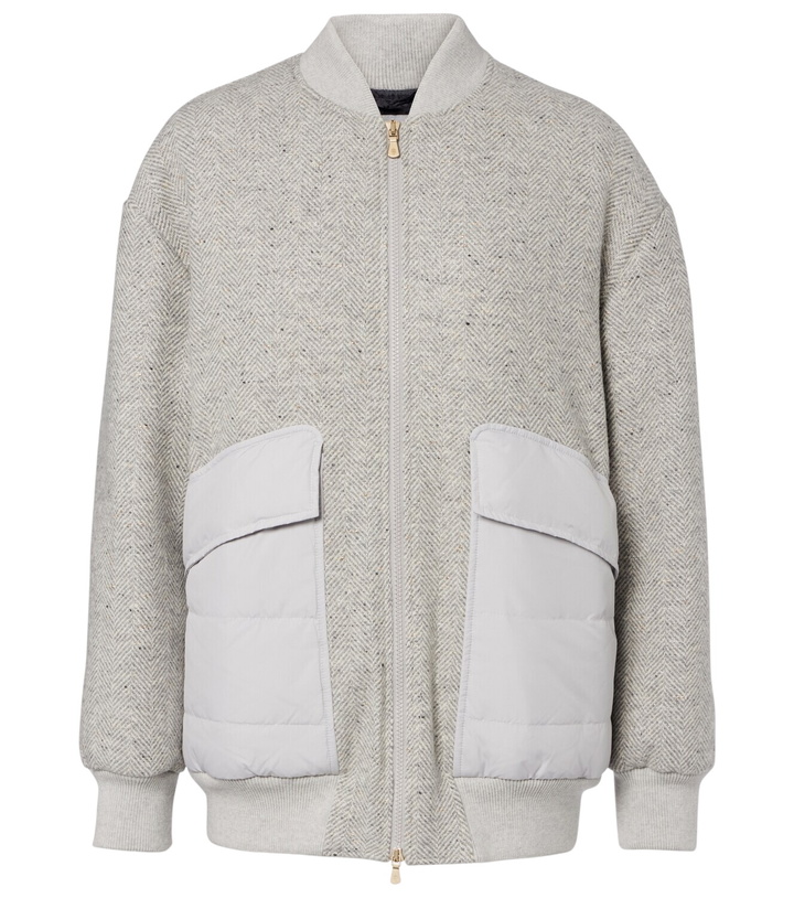Photo: Eleventy Herringbone wool-blend down jacket