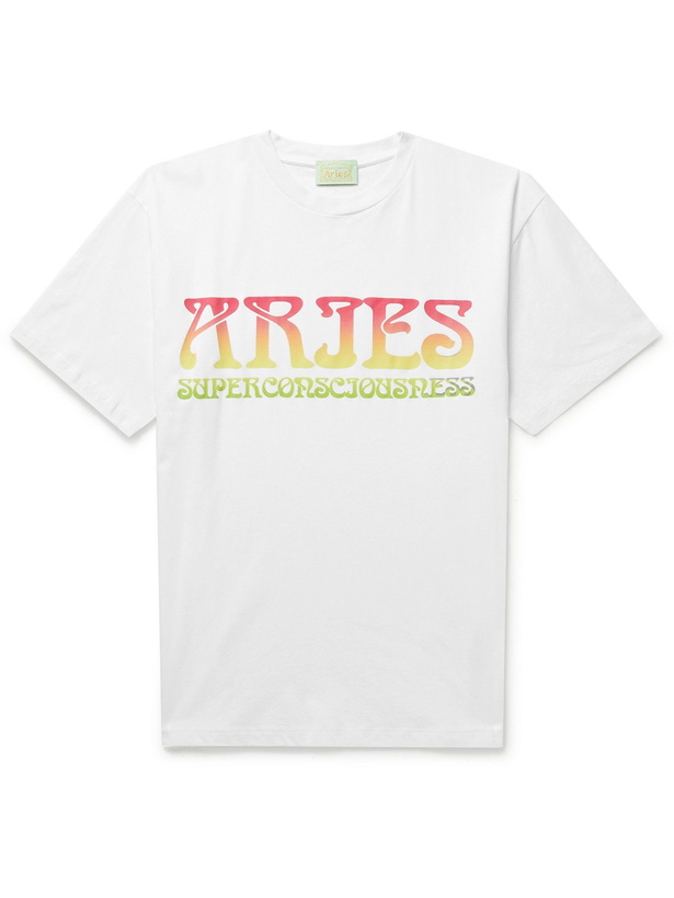 Photo: Aries - Printed Cotton-Jersey T-Shirt - White