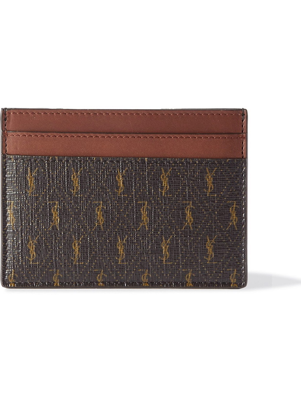 Photo: SAINT LAURENT - Leather-Trimmed Monogrammed Canvas Cardholder