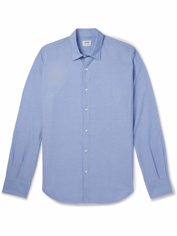 Photo: Aspesi - Slub Cotton-Chambray Shirt - Blue