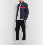 Moncler - Striped Quilted Shell Down Jacket - Blue