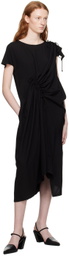 Y's Black Shirring Midi Dress
