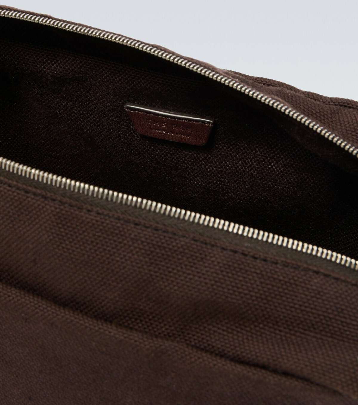 The Row Astra leather-trimmed canvas pouch