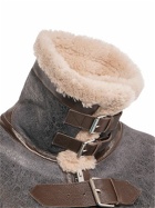 BLUMARINE - Leather Shearling Short Jacket W/buckles