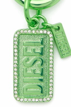 Diesel Metal keyring with Diesel logo and rhinestones - Charms and Keyrings - Unisex - Green