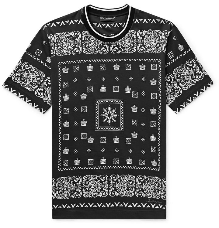 Photo: Dolce & Gabbana - Slim-Fit Printed Cotton-Jersey T-Shirt - Black