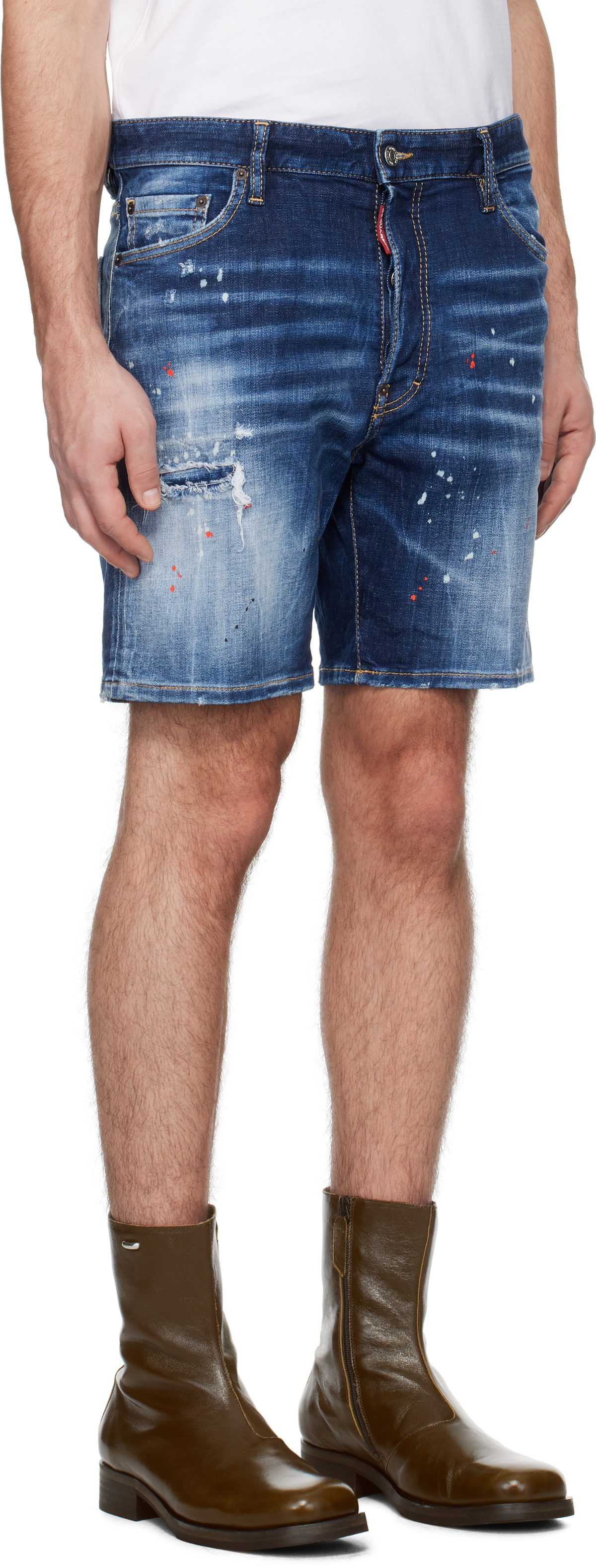 Dsquared2 Blue Medium Easy Wash Denim Shorts