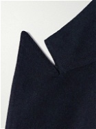 De Petrillo - Double-Breasted Wool-Blend Flannel Suit Jacket - Blue