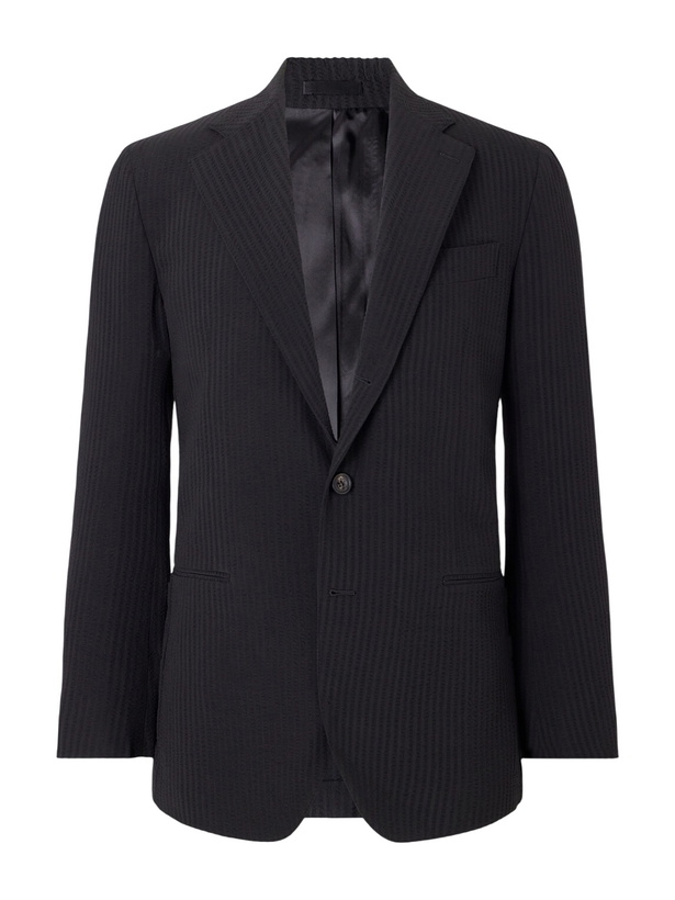 Photo: J. Mueser - Seersucker Virgin Wool Suit Jacket - Black