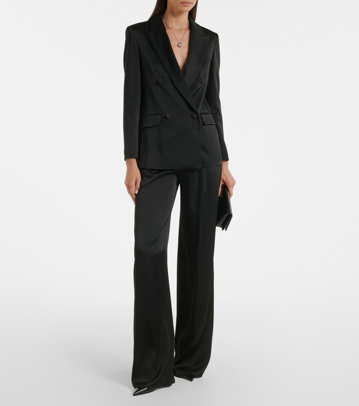 Max Mara Arca double-breasted satin blazer