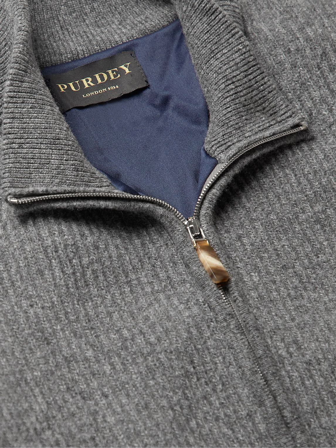 Purdey - Orkney Ribbed Wool Zip-Up Cardigan - Gray Purdey
