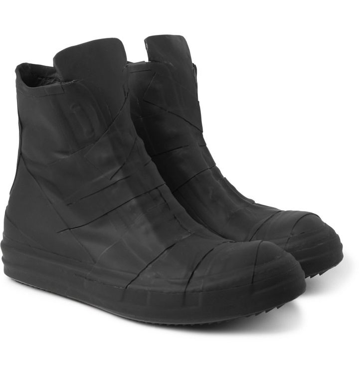 Photo: Rick Owens - Ramones Coated-Leather High-Top Sneakers - Black