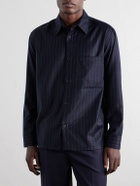 NN07 - Freddy 10052 Pinstriped Wool-Blend Flannel Shirt - Blue