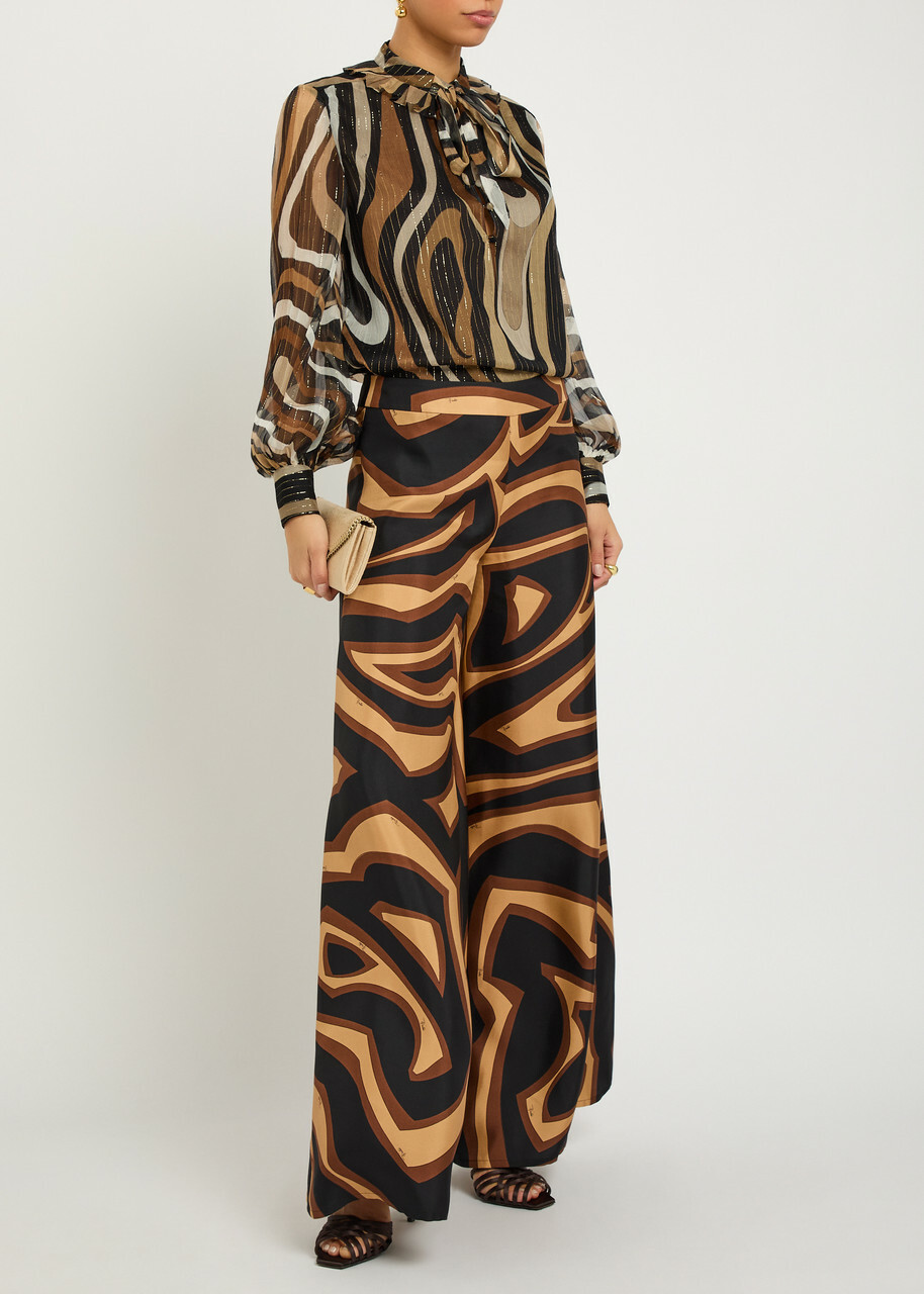 Pucci Patterned Silk-chiffon Blouse Black