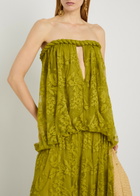 Zimmermann Luna Strapless Lace Gown Olive