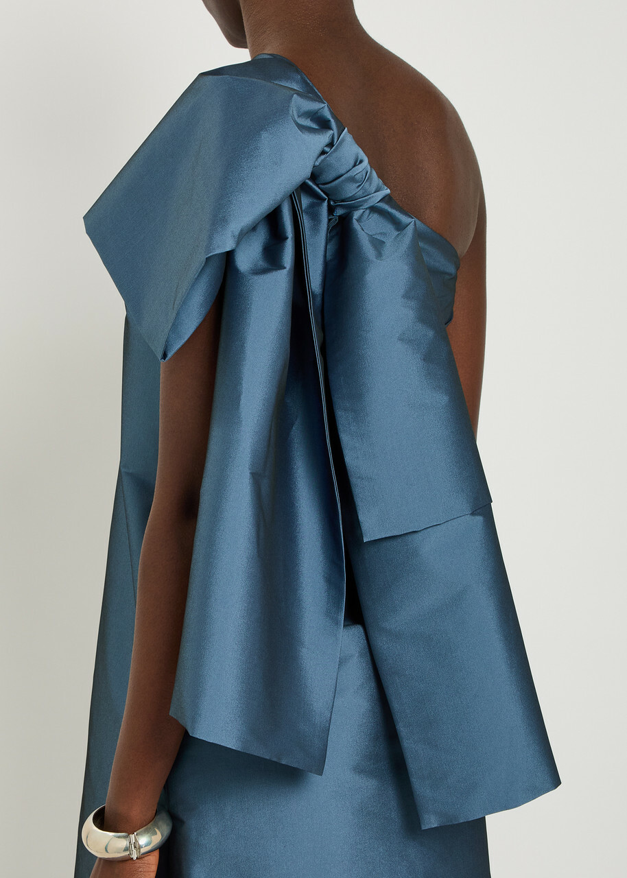 Bernadette Winnette Bow-appliquéd Taffeta Mini Dress Mid Blu