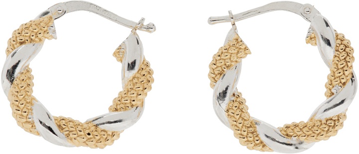 Photo: Bottega Veneta Gold & Silver Twist Hoop Earrings