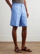 Etro - Straight-Leg Linen and Wool-Blend Shorts - Blue