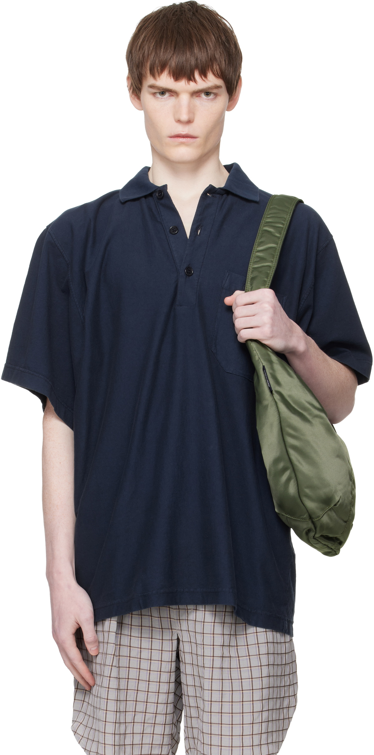 Hed Mayner Navy Garment-Dyed Polo