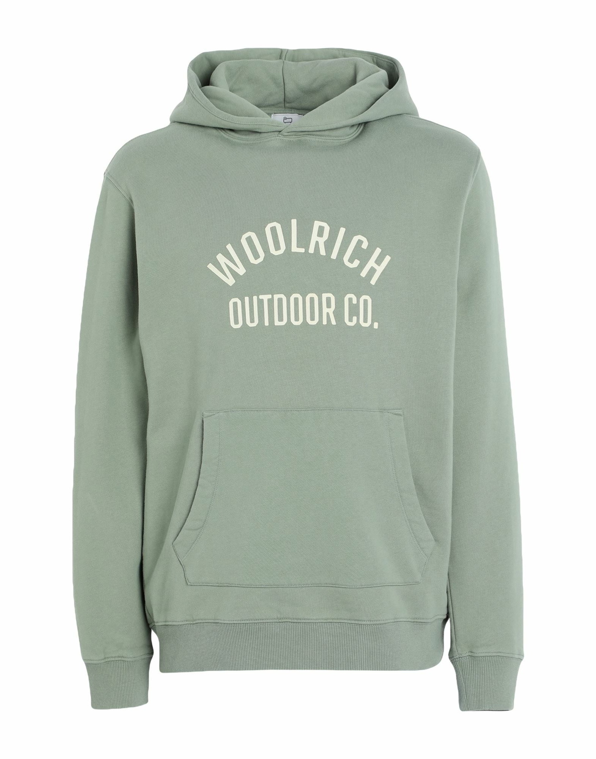 Woolrich Organic Cotton Script Hoodie Mens Sweatshirt in Sage green