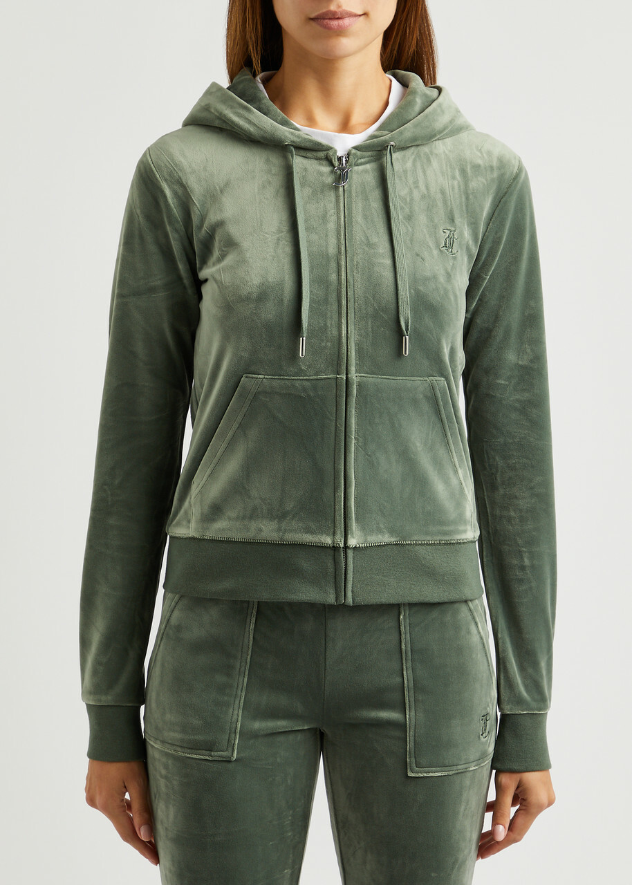 Juicy Couture Robertson Hooded Velour Sweatshirt Green