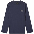 A.P.C. Men's Long Sleeve Olivier Embroidered Logo T-Shirt in Dark Navy