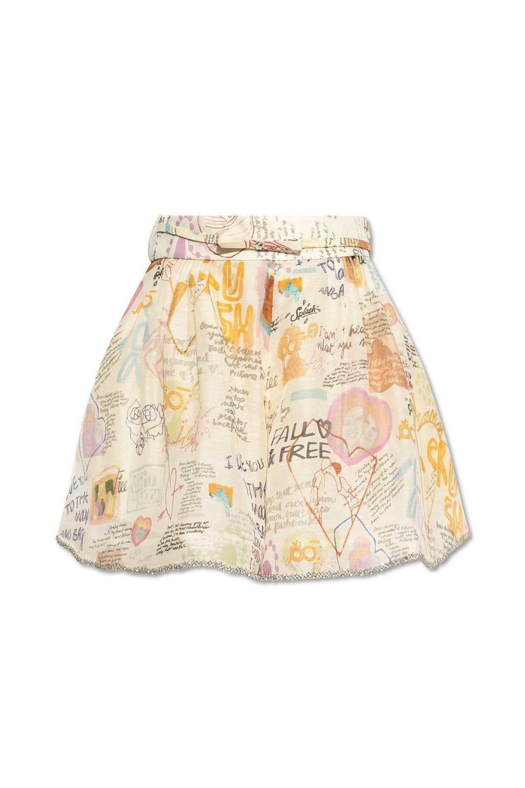 Zimmermann Crush belted floral high-rise linen shorts Zimmermann