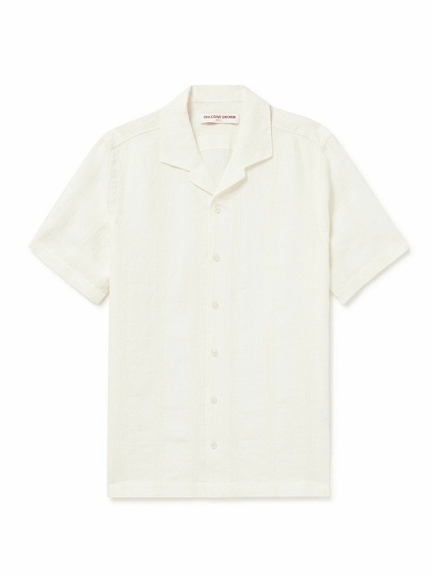 Photo: Orlebar Brown - Hibbert Camp-Collar Linen-Blend Jacquard Shirt - White