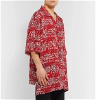 Balenciaga - Oversized Camp-Collar Printed Satin Shirt - Red