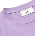 AMI PARIS - Logo-Embroidered Cotton-Jersey T-Shirt - Purple