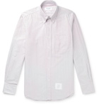 Thom Browne - Button-Down Collar Appliquéd Striped Cotton Oxford Shirt - White