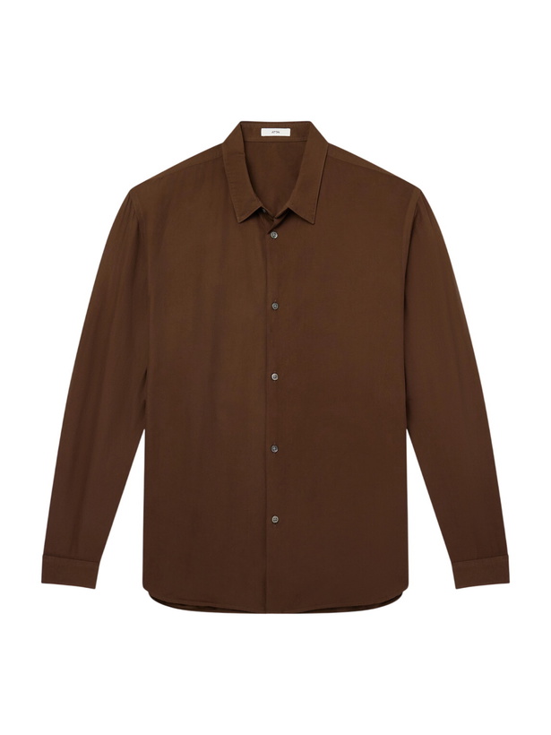 Photo: ATON - Cotton and Silk-Blend Shirt - Brown
