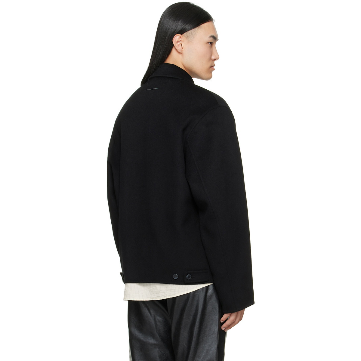 MM6 Maison Margiela Black Double-Faced Wool Zip Jacket