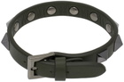 Valentino Garavani Green Rockstud Leather Bracelet