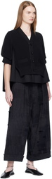 Y's Black Jacquard Trousers