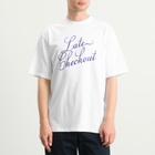 Late Checkout Men's Blue Script T-Shirt in White