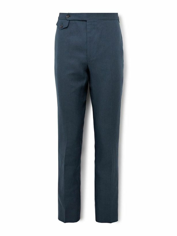 Photo: J. Mueser - Waverly Slim-Fit Straight-Leg Linen Suit Trousers - Blue